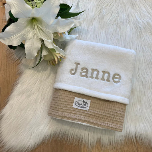ledikantdeken winter Warm wafel beige/wit