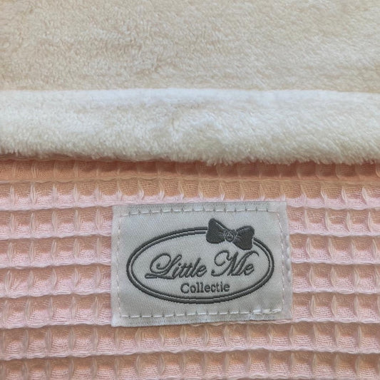 Ledikantdeken winter Warm wafel lichtroze/wit