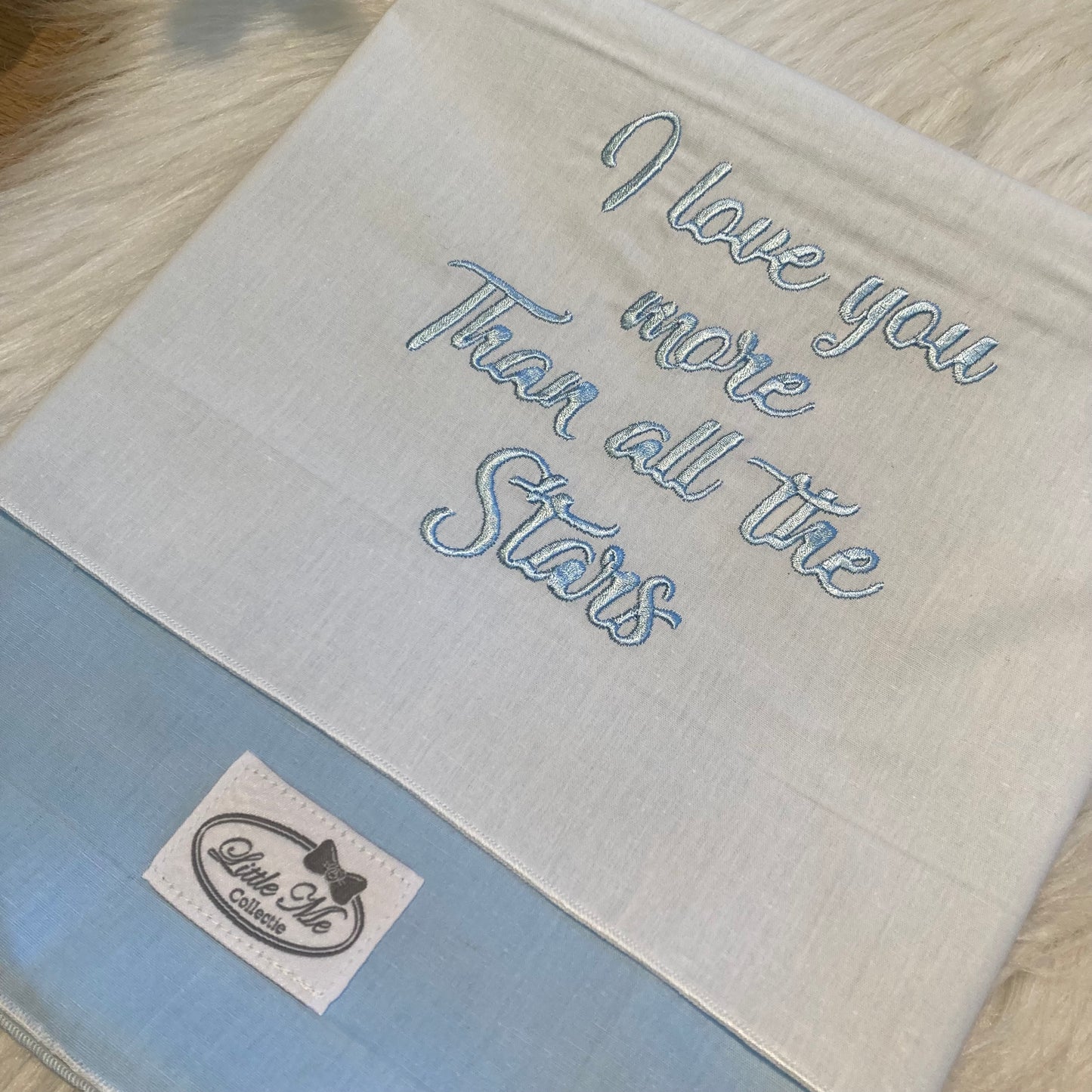 Laken "I love you more than all the stars" Classic love lichtblauw