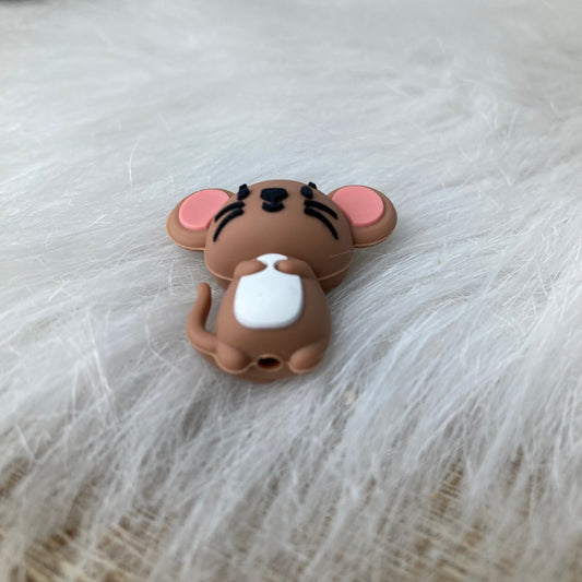 Siliconen kraal Muisje bruin