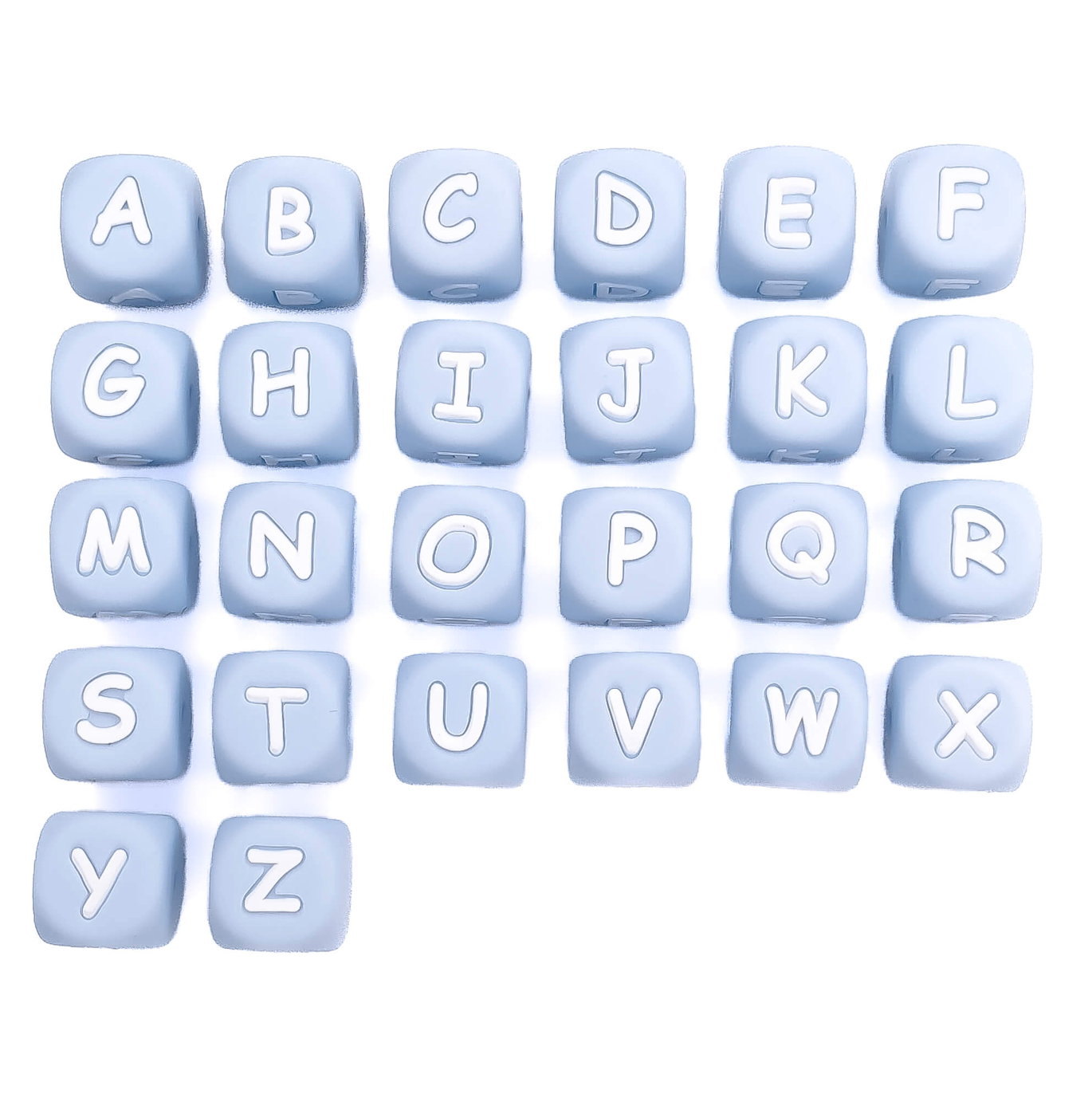 Siliconen Letterkralen Wit 12 mm Vierkant Per Stuk blauw/wit