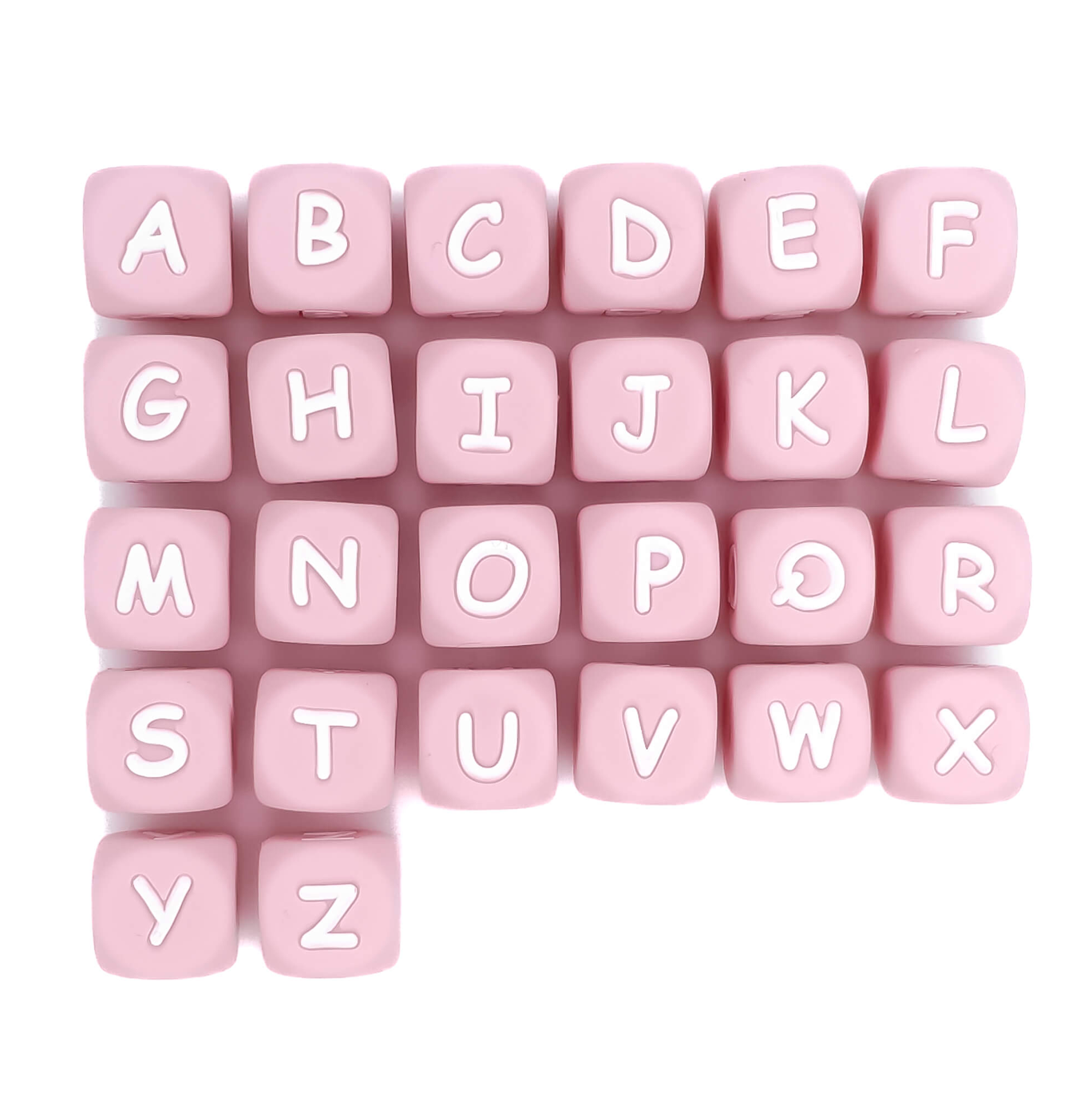 Siliconen Letterkralen Wit 12 mm Vierkant Per Stuk roze/wit