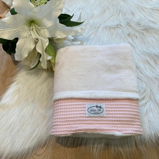 Winterdeken Warm wafel lichtroze/wit