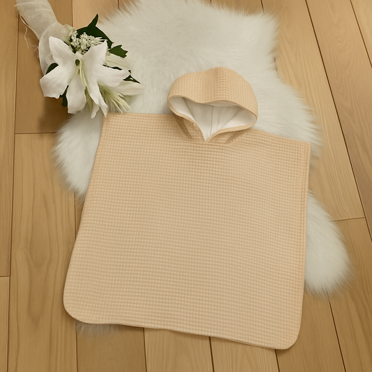Poncho warm Wafel beige