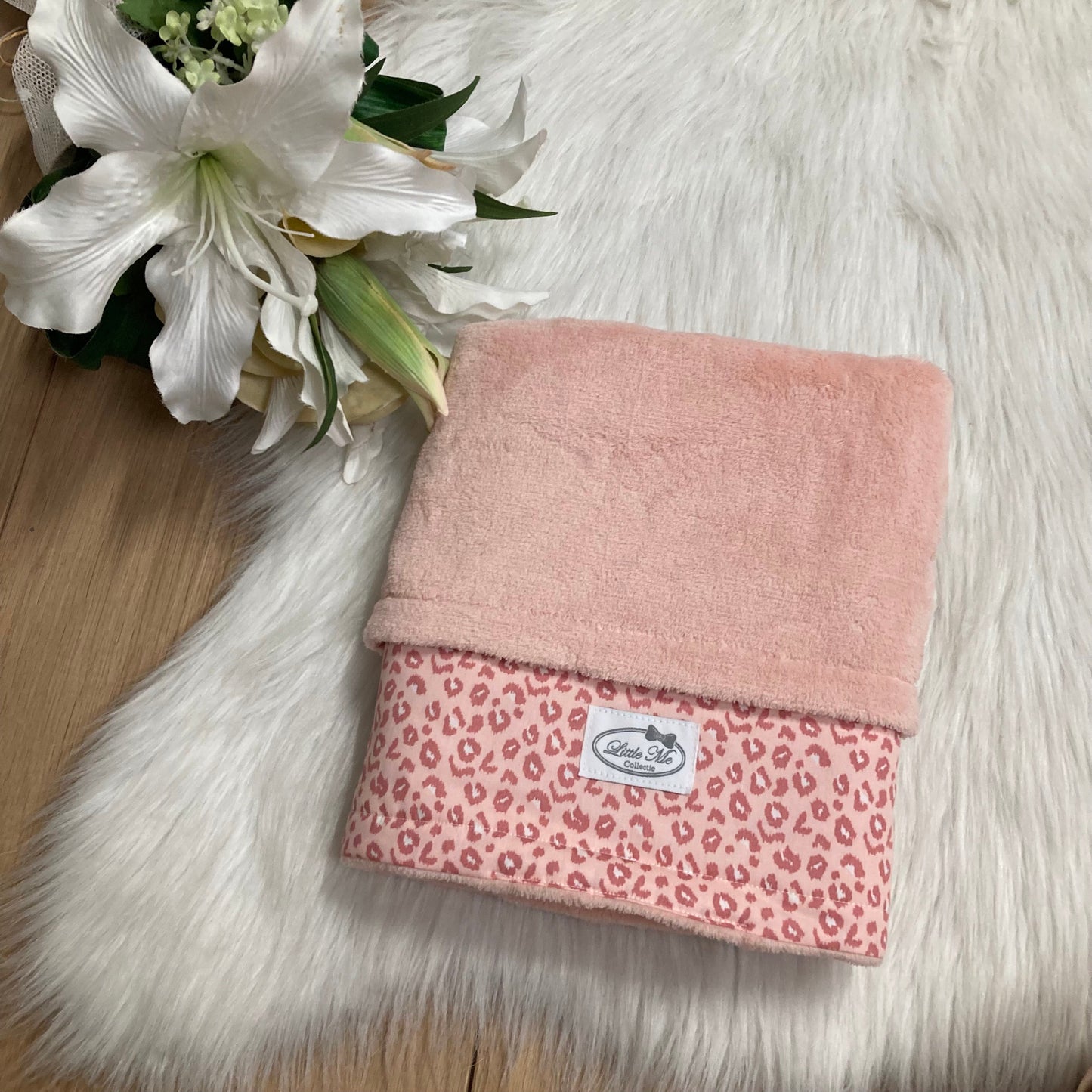 Winterdeken Blush Panter roze