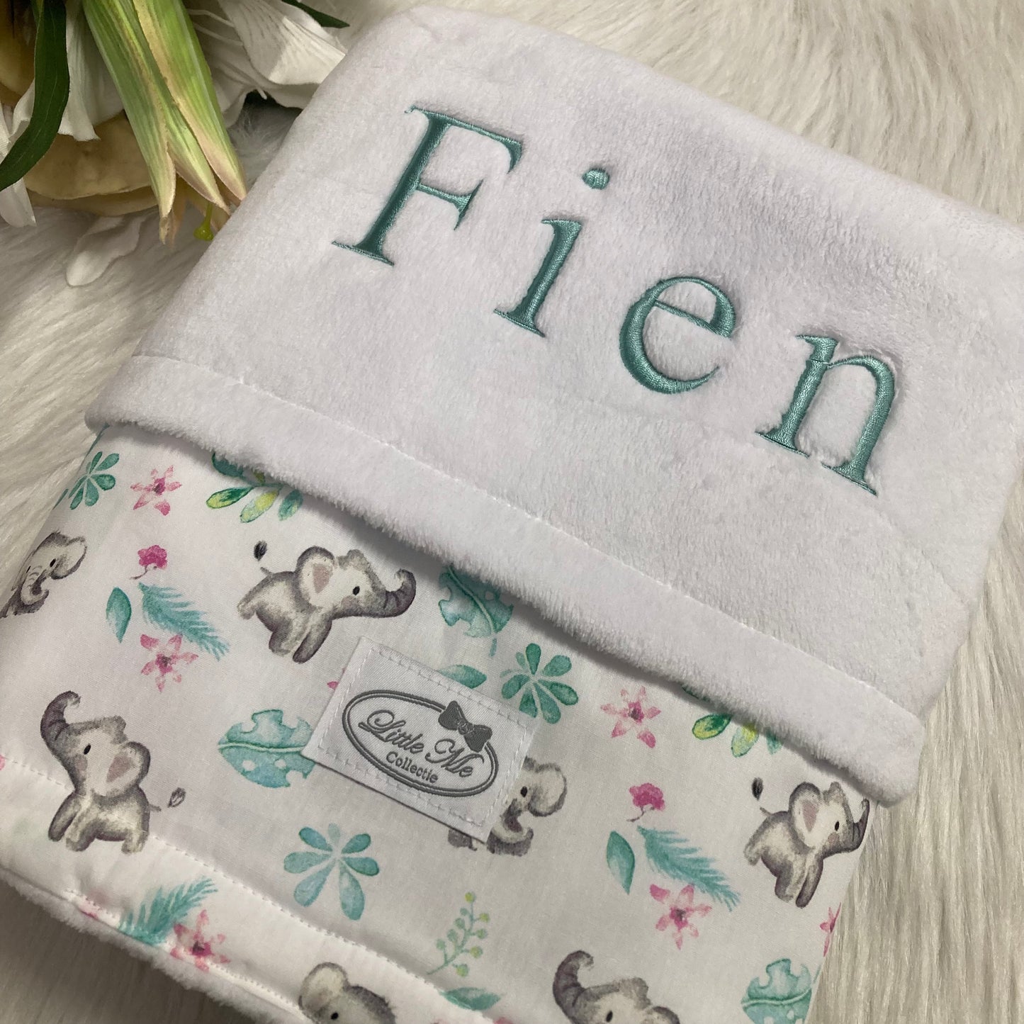 Winterdeken Wild Elefant wit