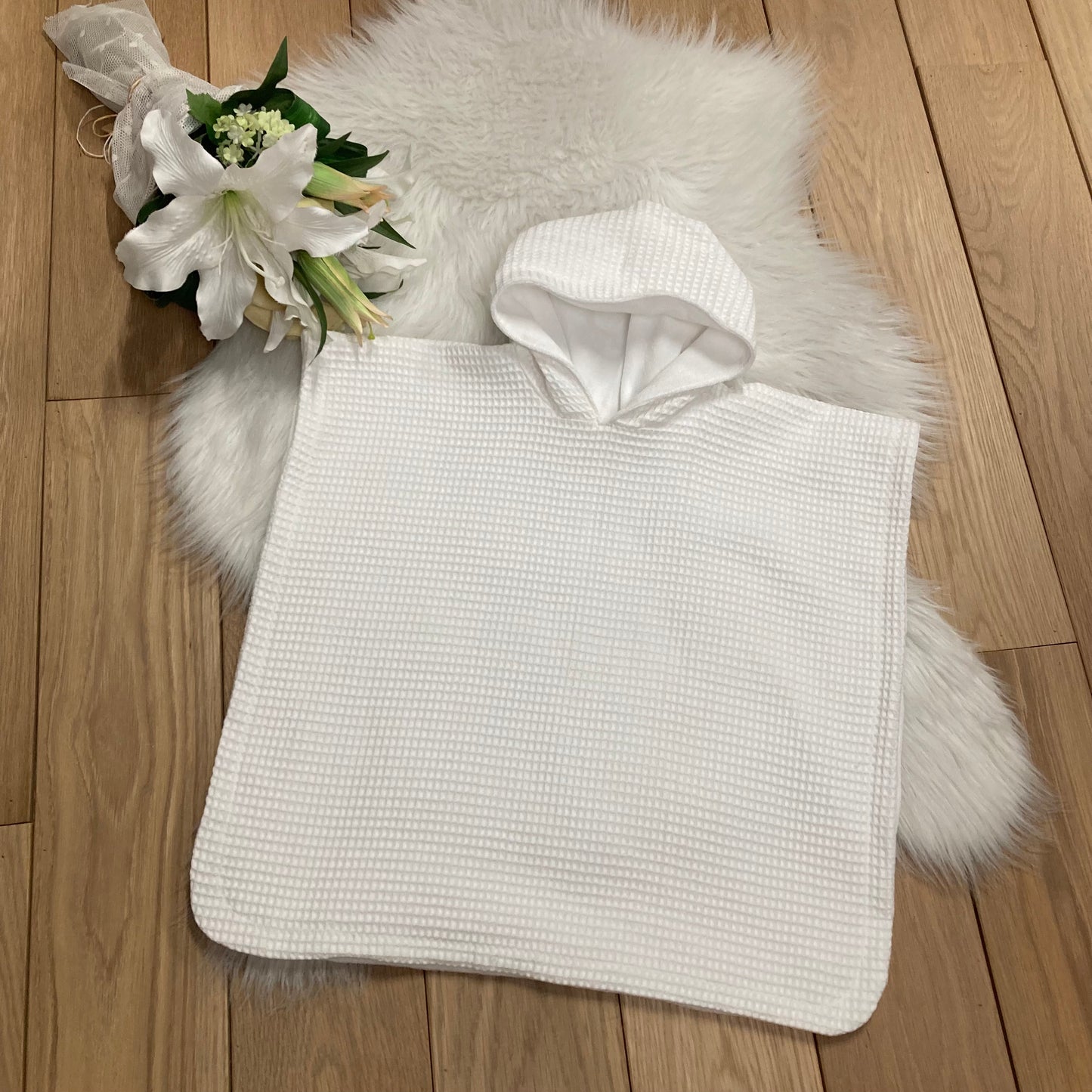 Poncho warm Wafel wit