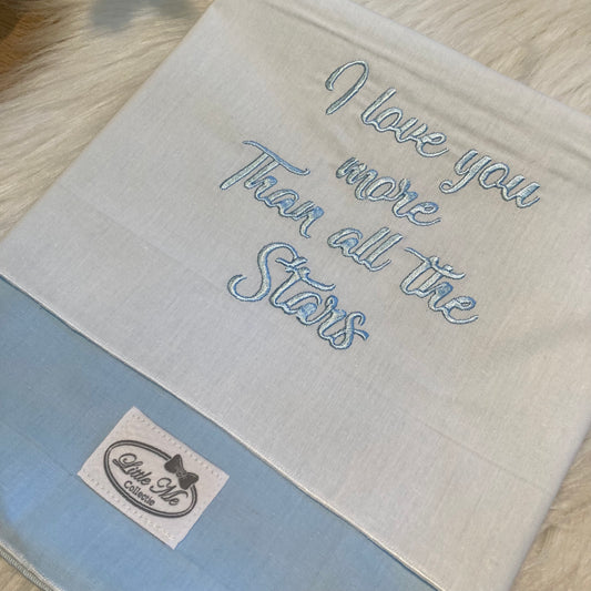 Laken "I love you more than all the stars" Classic love lichtblauw