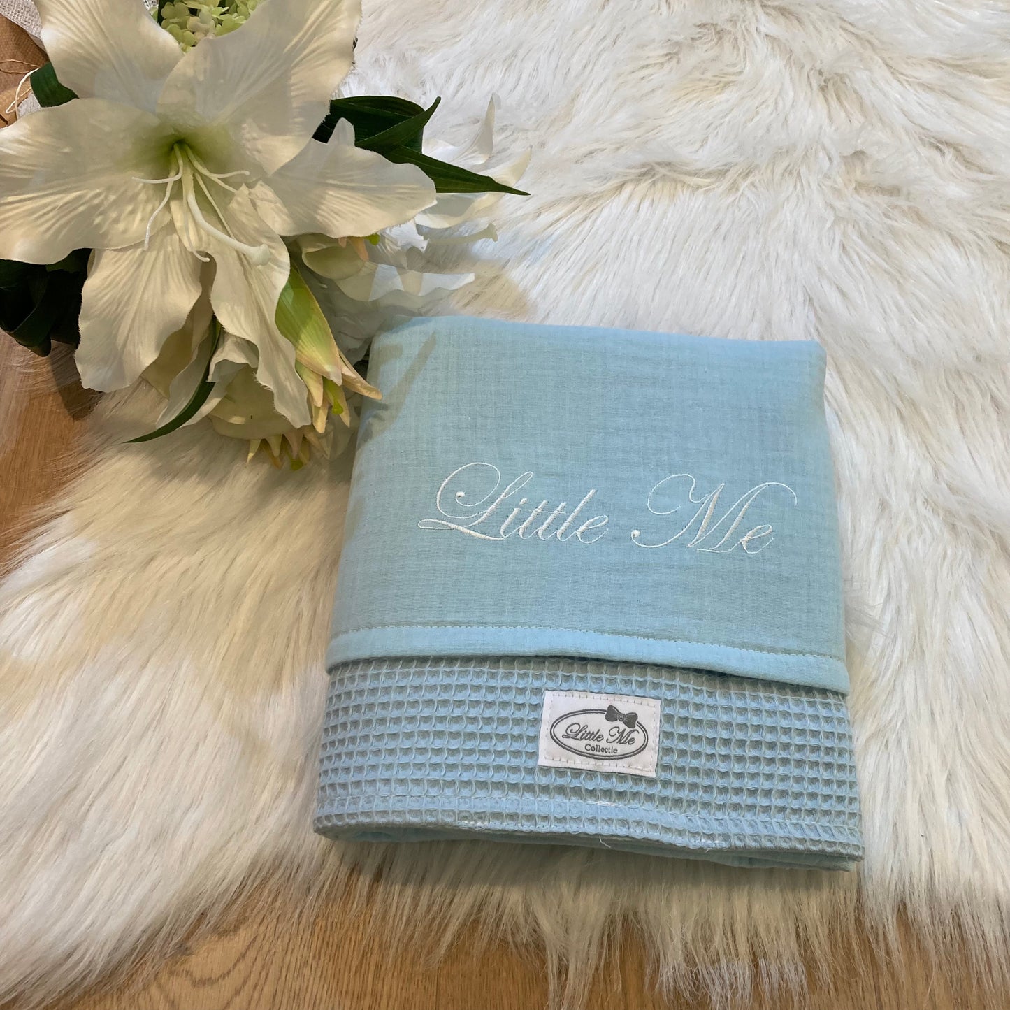 Zomerdeken warm wafel lichtblauw