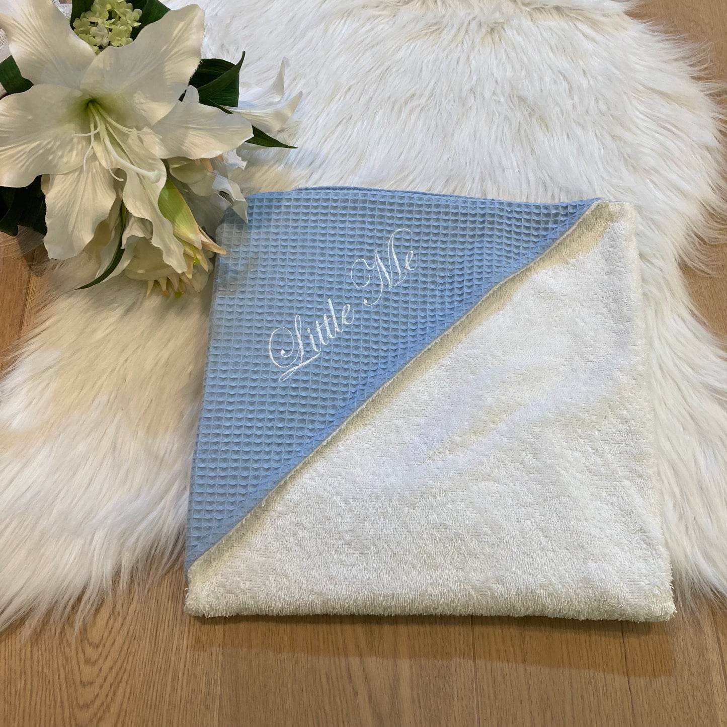 Babycape warm wafel lichtblauw