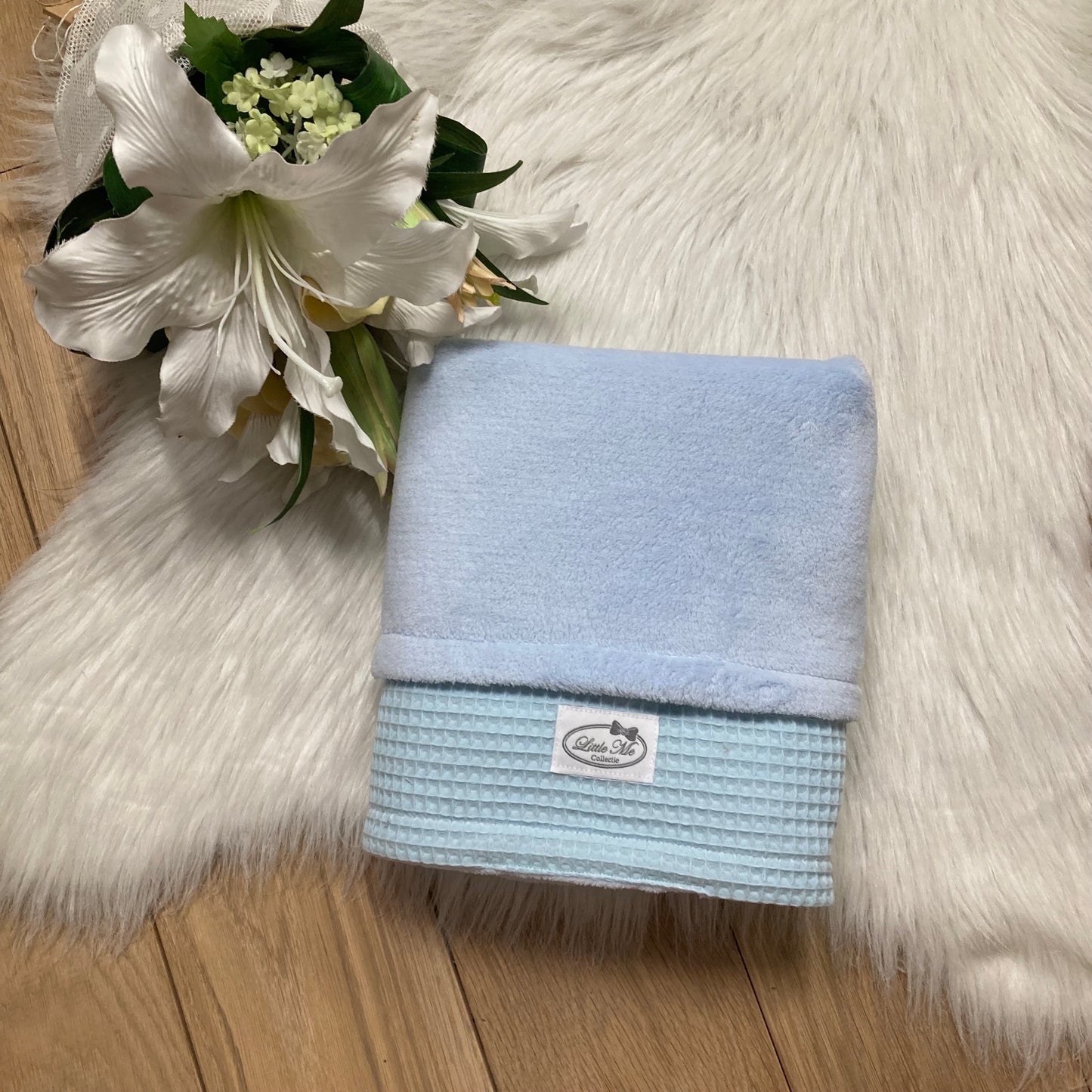 Winterdeken Warm wafel lichtblauw