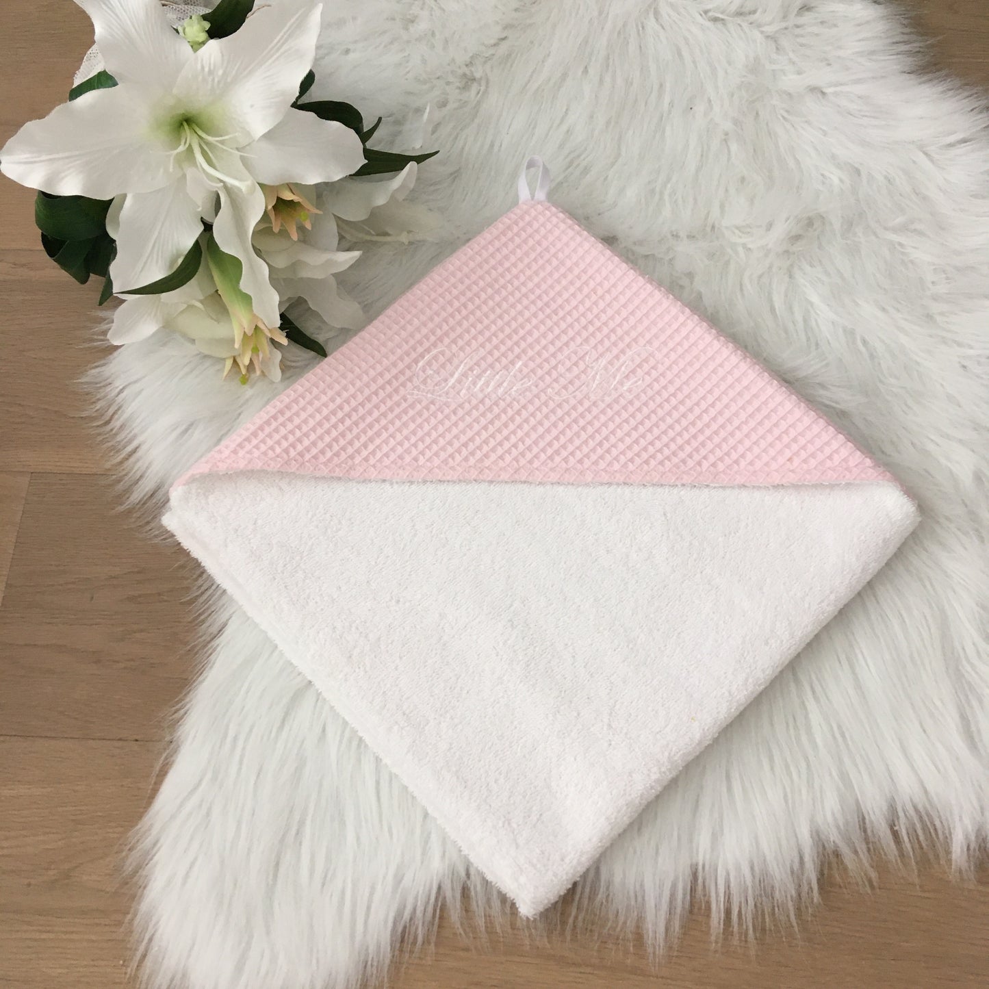 Babycape warm wafel lichtroze