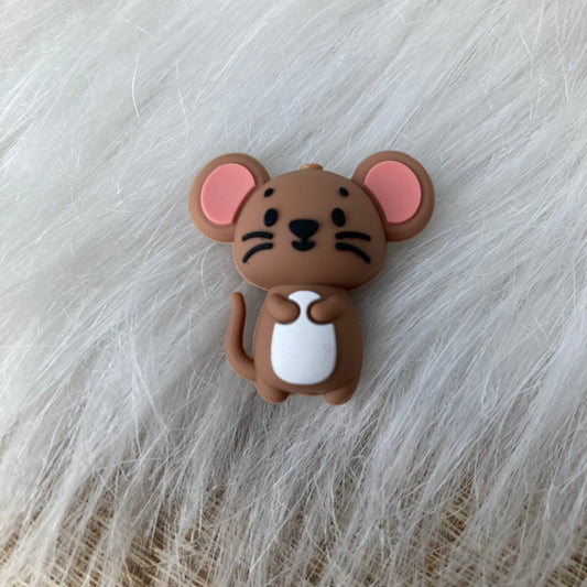 Siliconen kraal Muisje bruin