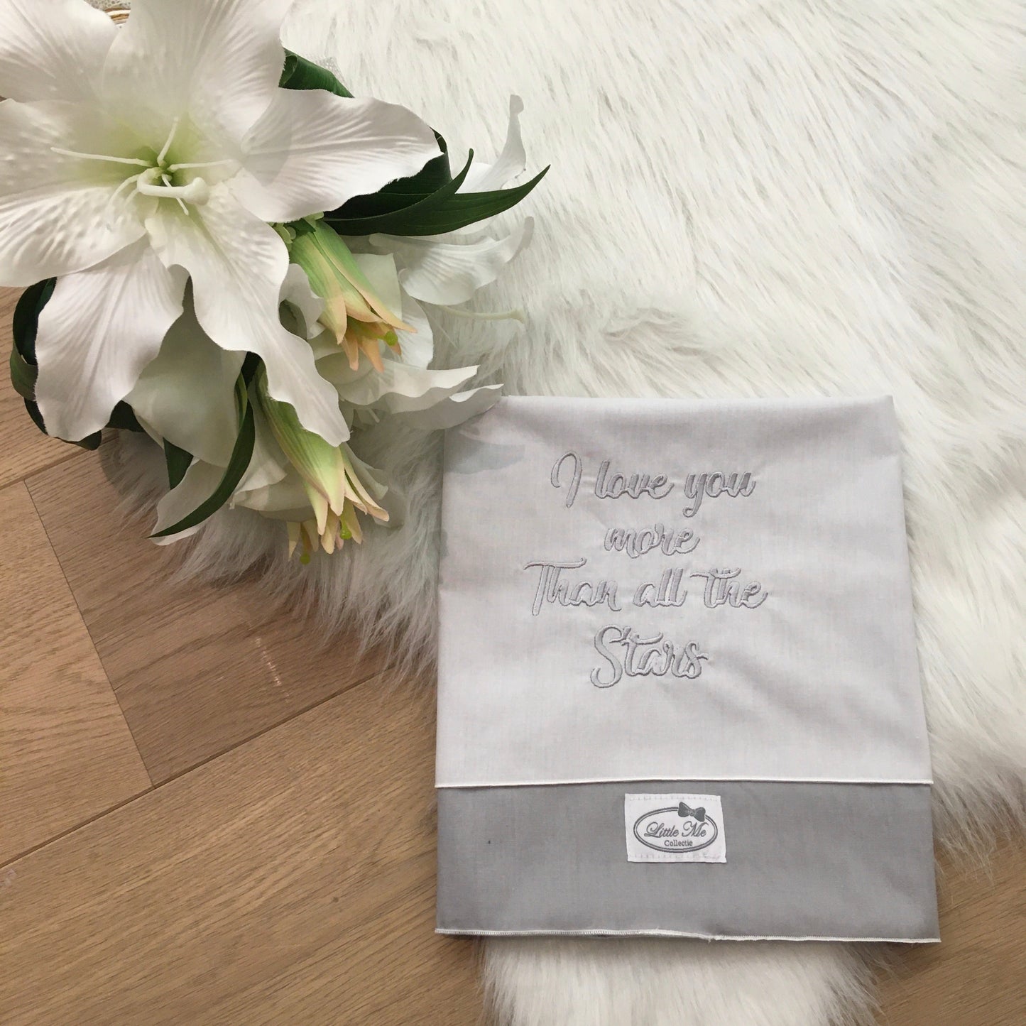 Laken "I love you more than all the stars" Classic love grijs