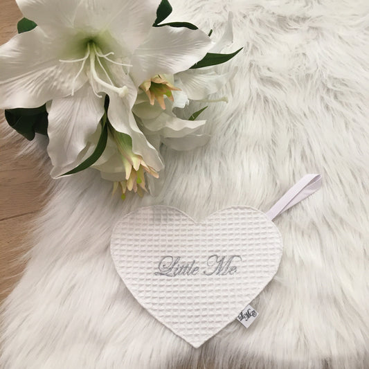 Speendoek hart warm wafel wit