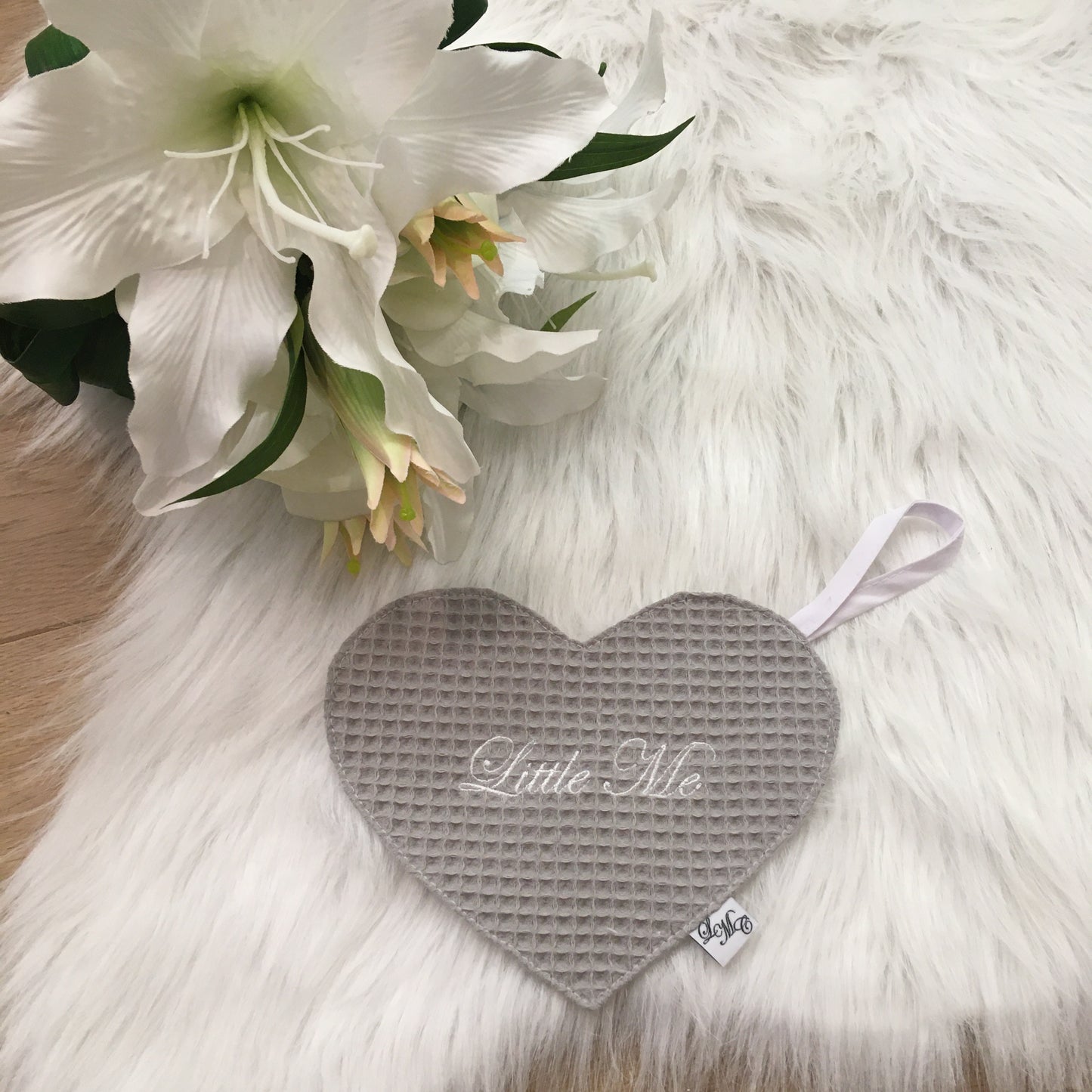 Speendoek hart warm wafel grijs