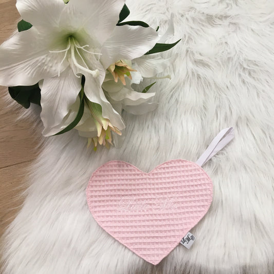 Speendoek hart warm wafel lichtroze