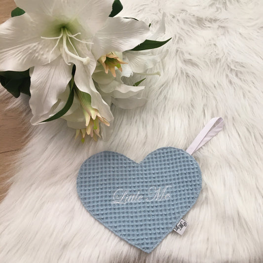 Speendoek hart warm wafel lichtblauw