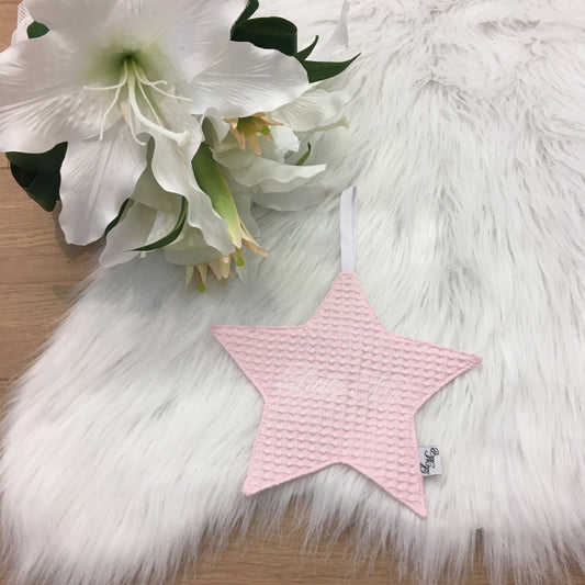 Speendoek ster warm wafel lichtroze