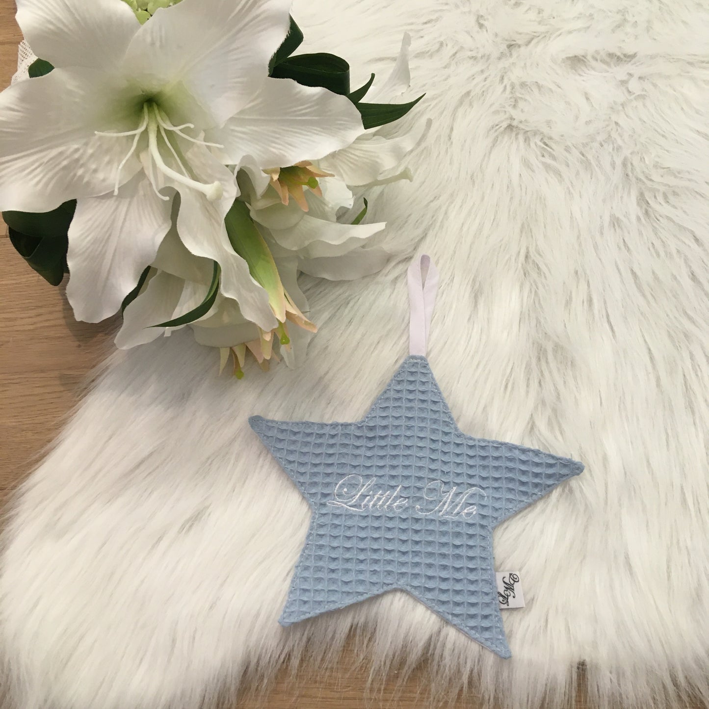 Speendoek ster warm wafel lichtblauw