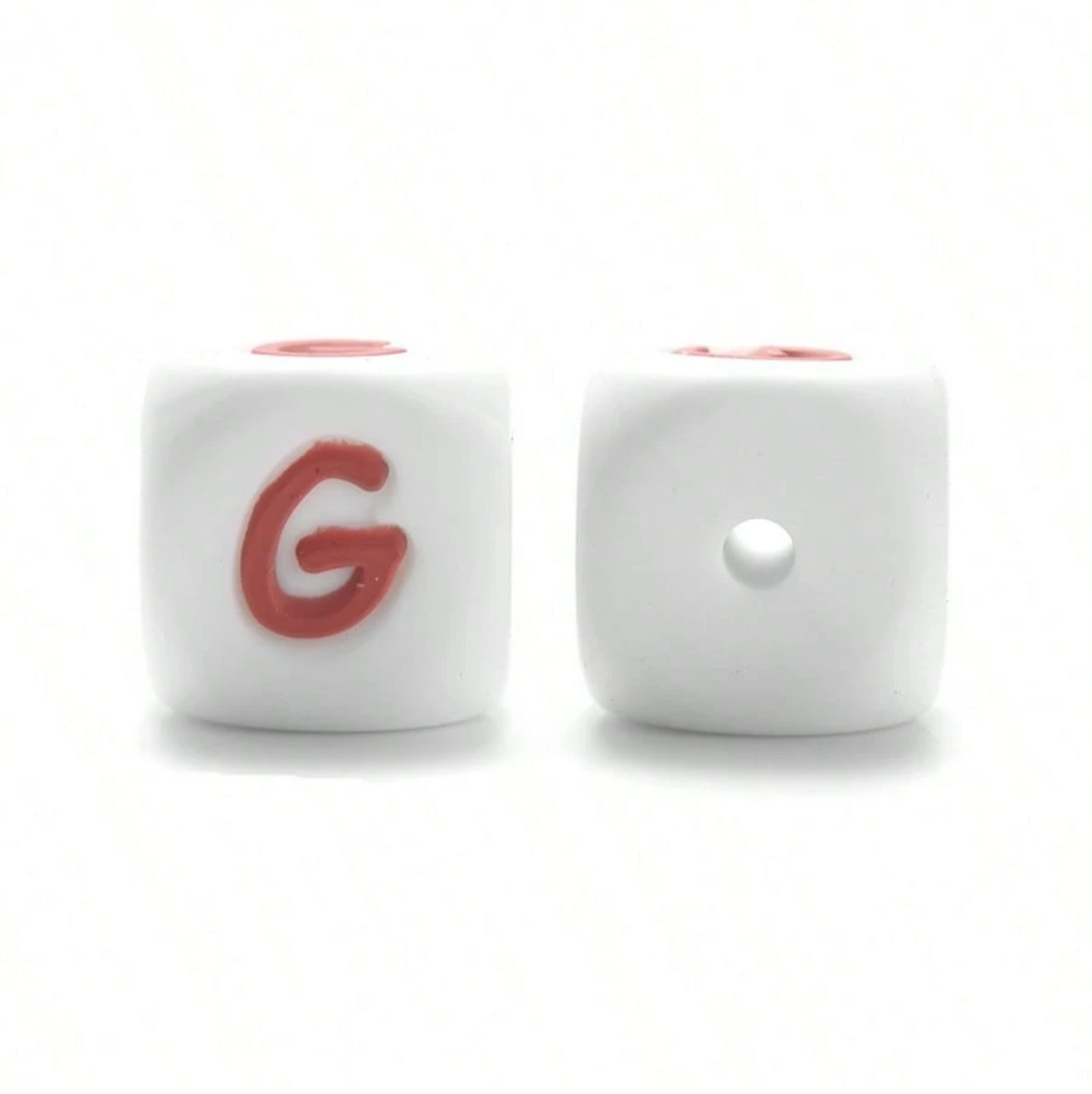 Siliconen Letterkralen Wit 12 mm Vierkant Per Stuk wit/roze