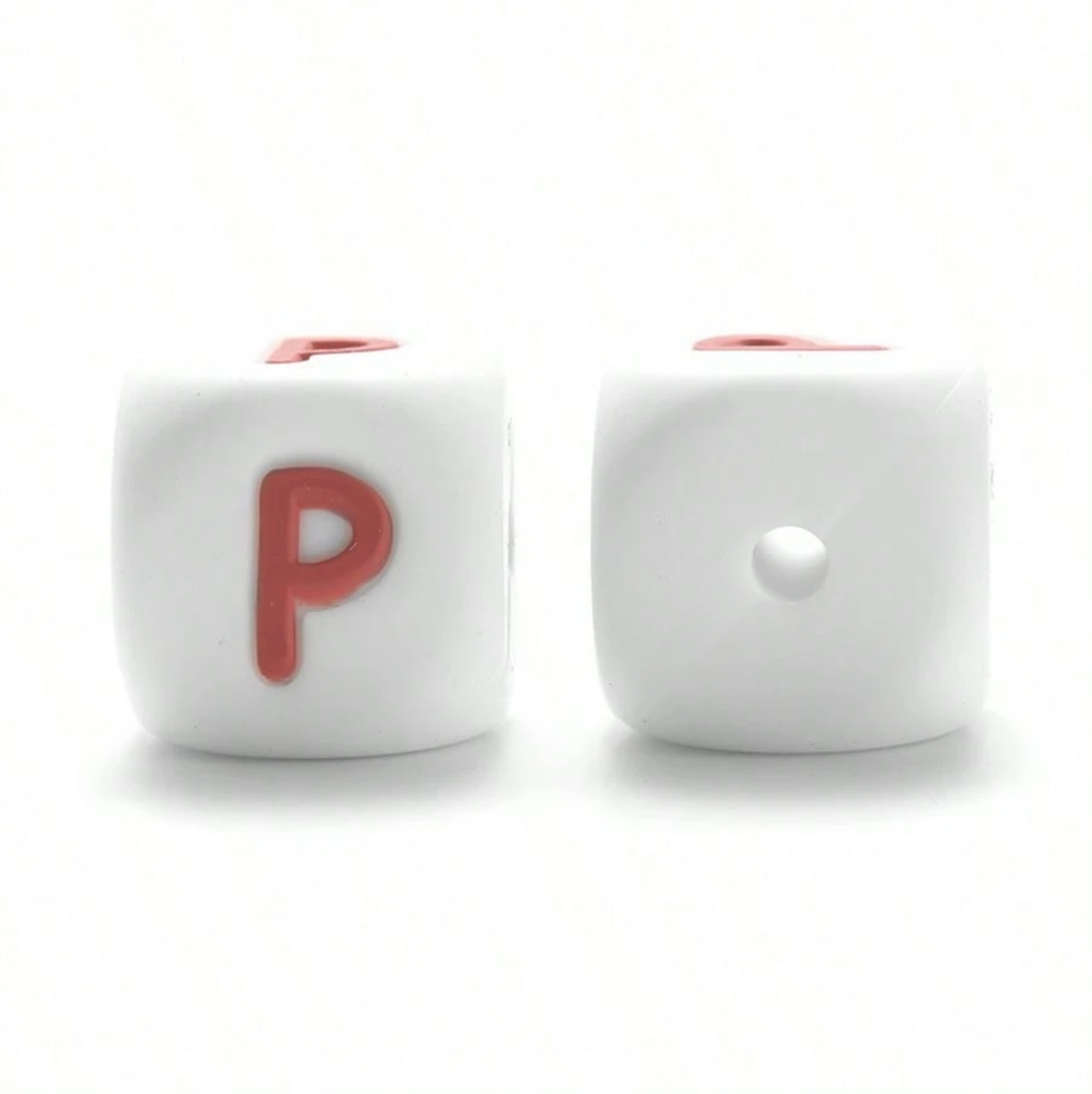 Siliconen Letterkralen Wit 12 mm Vierkant Per Stuk wit/roze