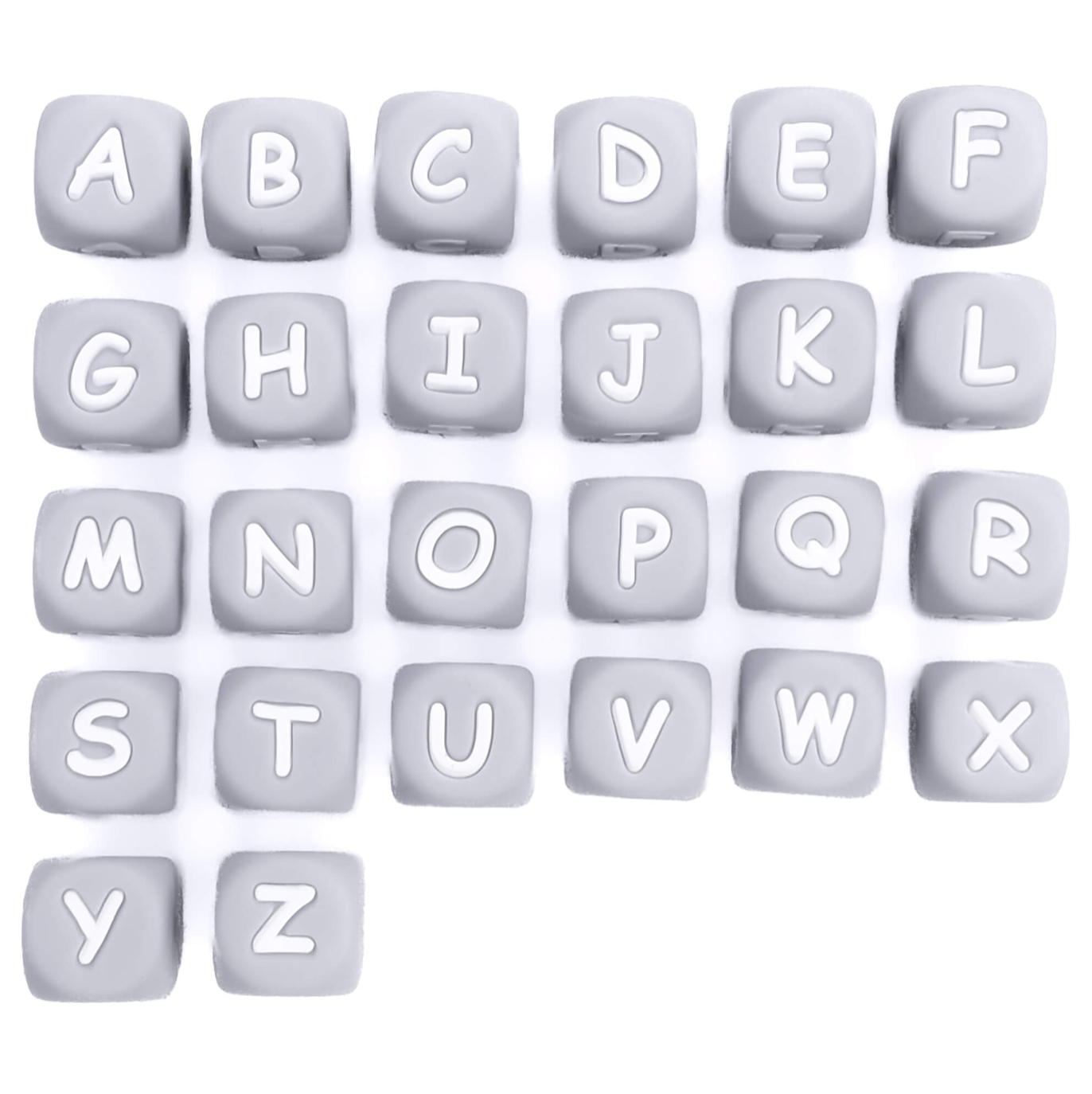 Siliconen Letterkralen Wit 12 mm Vierkant Per Stuk grijs/wit