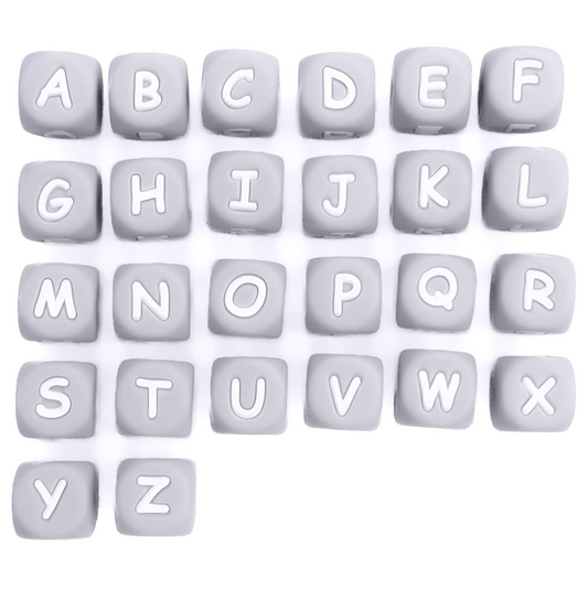 Siliconen Letterkralen Wit 12 mm Vierkant Per Stuk grijs/wit