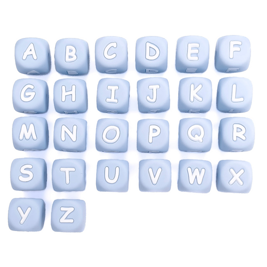 Siliconen Letterkralen Wit 12 mm Vierkant Per Stuk blauw/wit