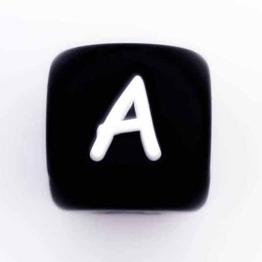 Siliconen Letterkralen Wit 12 mm Vierkant Per Stuk zwart