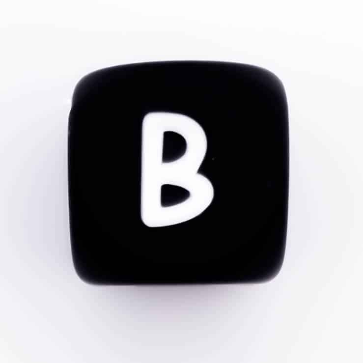 Siliconen Letterkralen Wit 12 mm Vierkant Per Stuk zwart