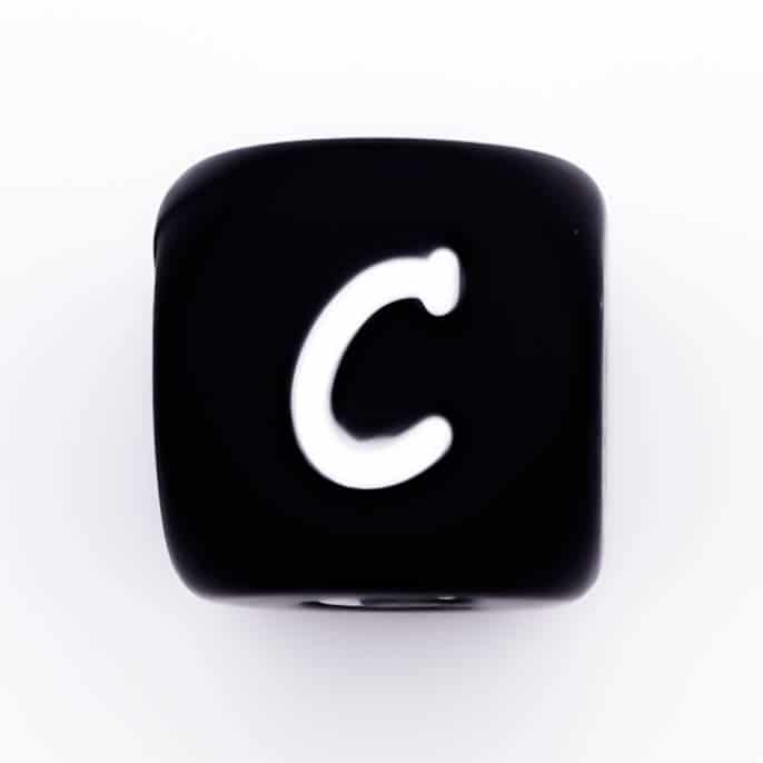 Siliconen Letterkralen Wit 12 mm Vierkant Per Stuk zwart