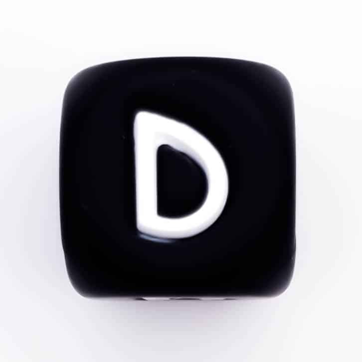 Siliconen Letterkralen Wit 12 mm Vierkant Per Stuk zwart