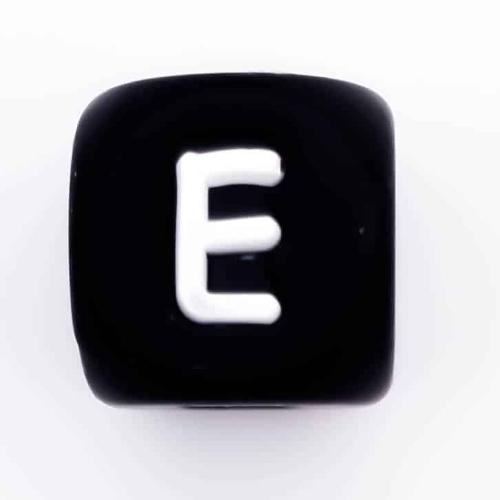 Siliconen Letterkralen Wit 12 mm Vierkant Per Stuk zwart