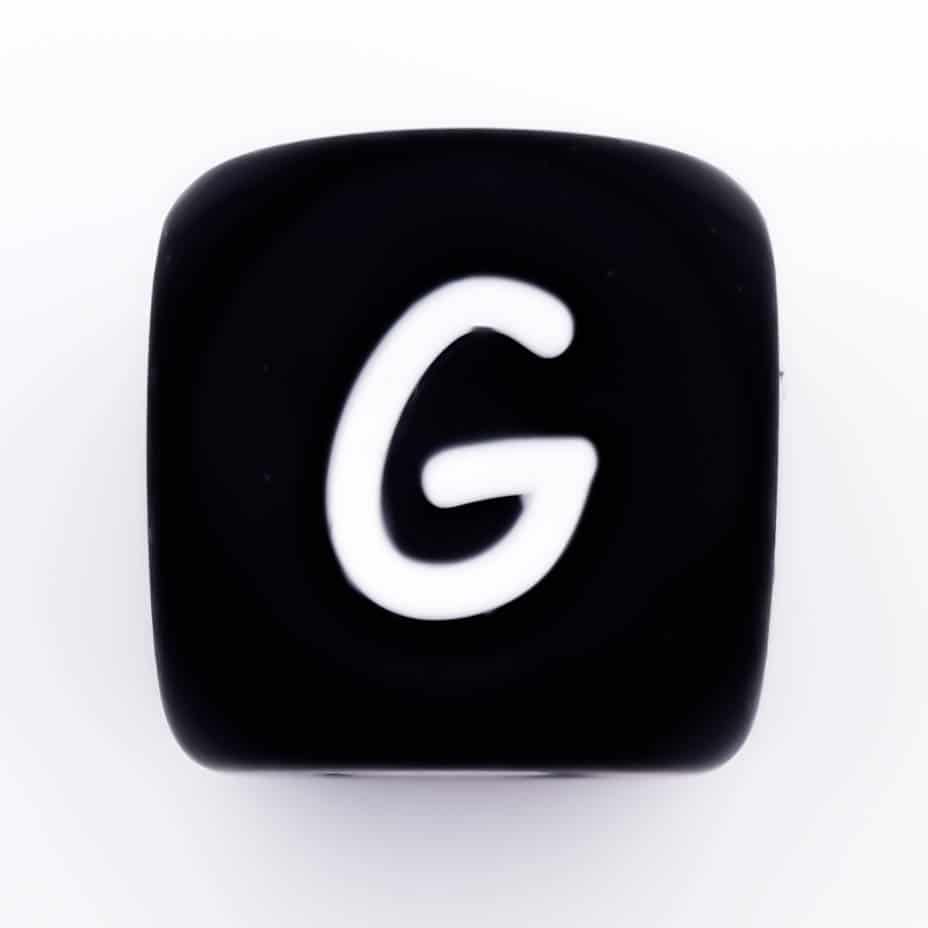 Siliconen Letterkralen Wit 12 mm Vierkant Per Stuk zwart