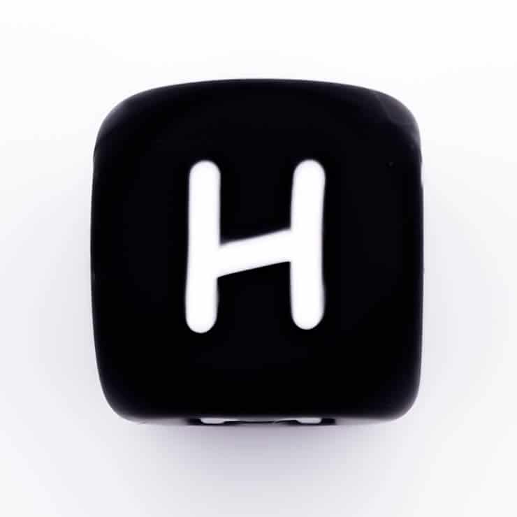 Siliconen Letterkralen Wit 12 mm Vierkant Per Stuk zwart