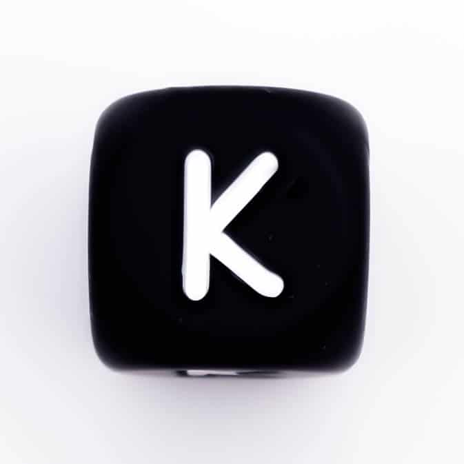 Siliconen Letterkralen Wit 12 mm Vierkant Per Stuk zwart