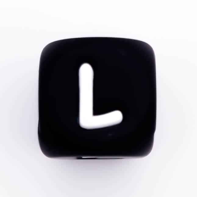 Siliconen Letterkralen Wit 12 mm Vierkant Per Stuk zwart