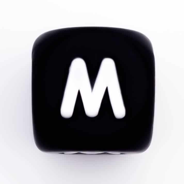 Siliconen Letterkralen Wit 12 mm Vierkant Per Stuk zwart