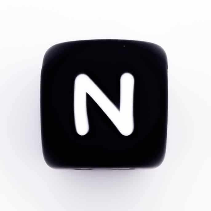 Siliconen Letterkralen Wit 12 mm Vierkant Per Stuk zwart