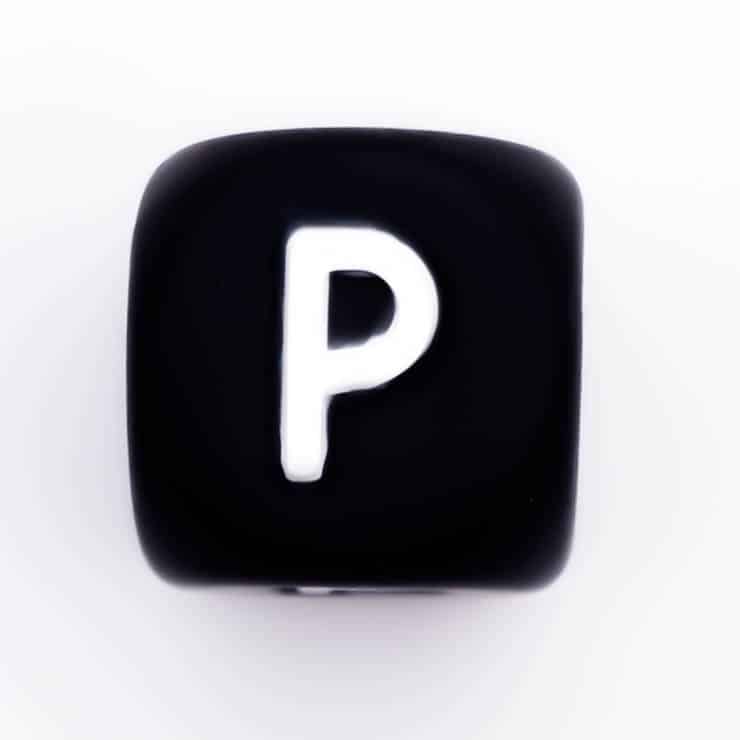 Siliconen Letterkralen Wit 12 mm Vierkant Per Stuk zwart