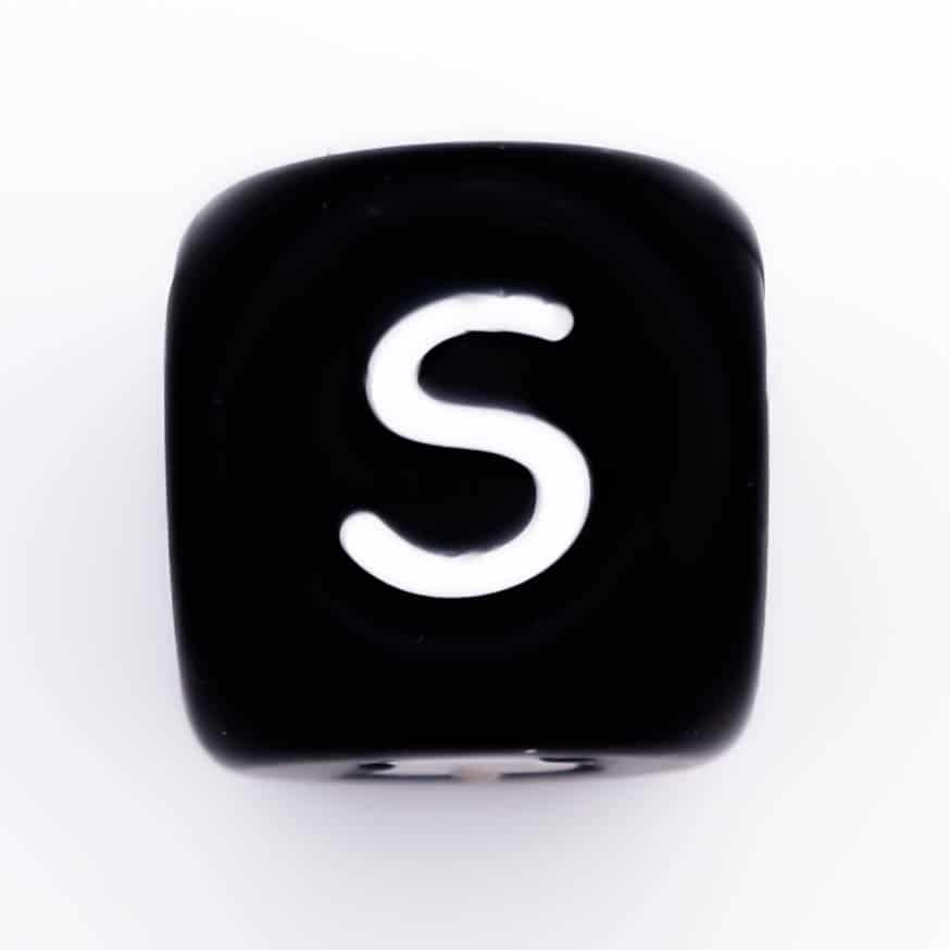 Siliconen Letterkralen Wit 12 mm Vierkant Per Stuk zwart