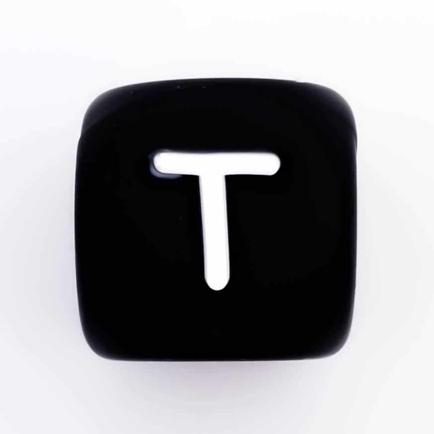 Siliconen Letterkralen Wit 12 mm Vierkant Per Stuk zwart