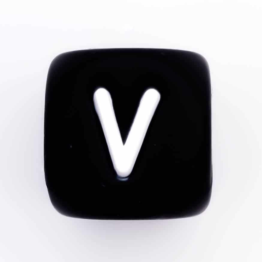 Siliconen Letterkralen Wit 12 mm Vierkant Per Stuk zwart