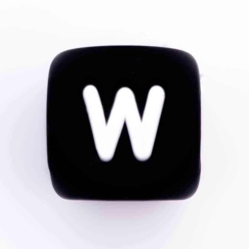 Siliconen Letterkralen Wit 12 mm Vierkant Per Stuk zwart