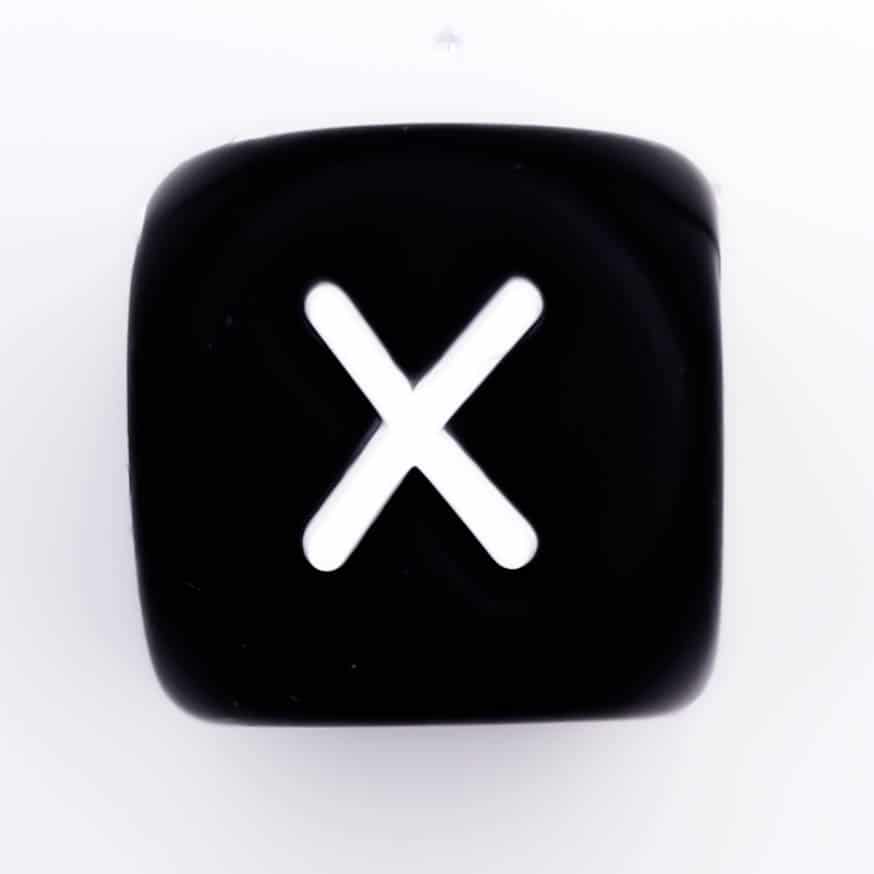 Siliconen Letterkralen Wit 12 mm Vierkant Per Stuk zwart