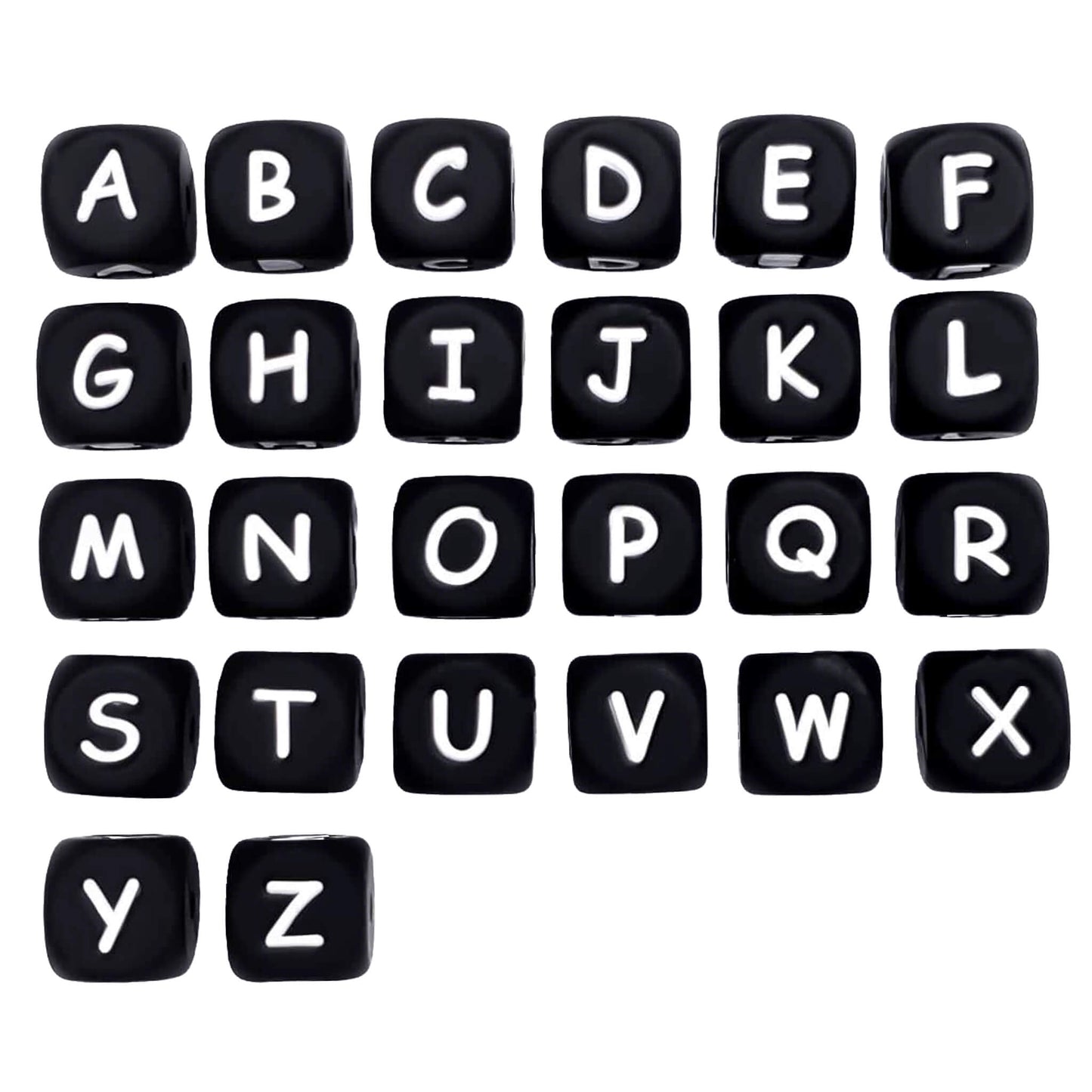 Siliconen Letterkralen Wit 12 mm Vierkant Per Stuk zwart