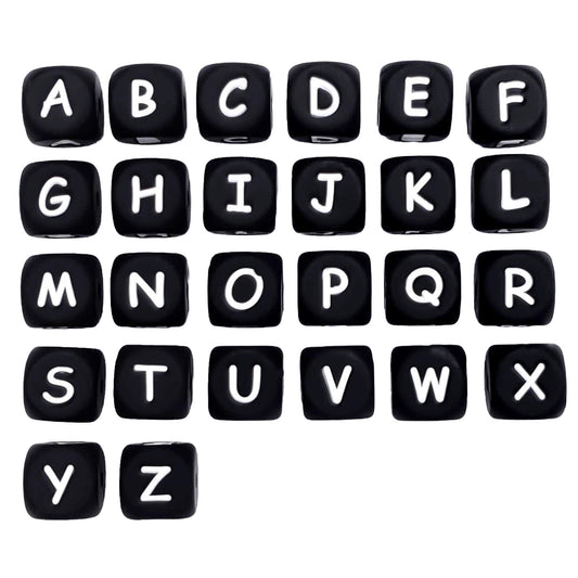 Siliconen Letterkralen Wit 12 mm Vierkant Per Stuk zwart