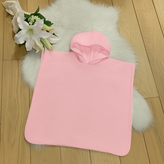 Poncho warm wafel lichtroze